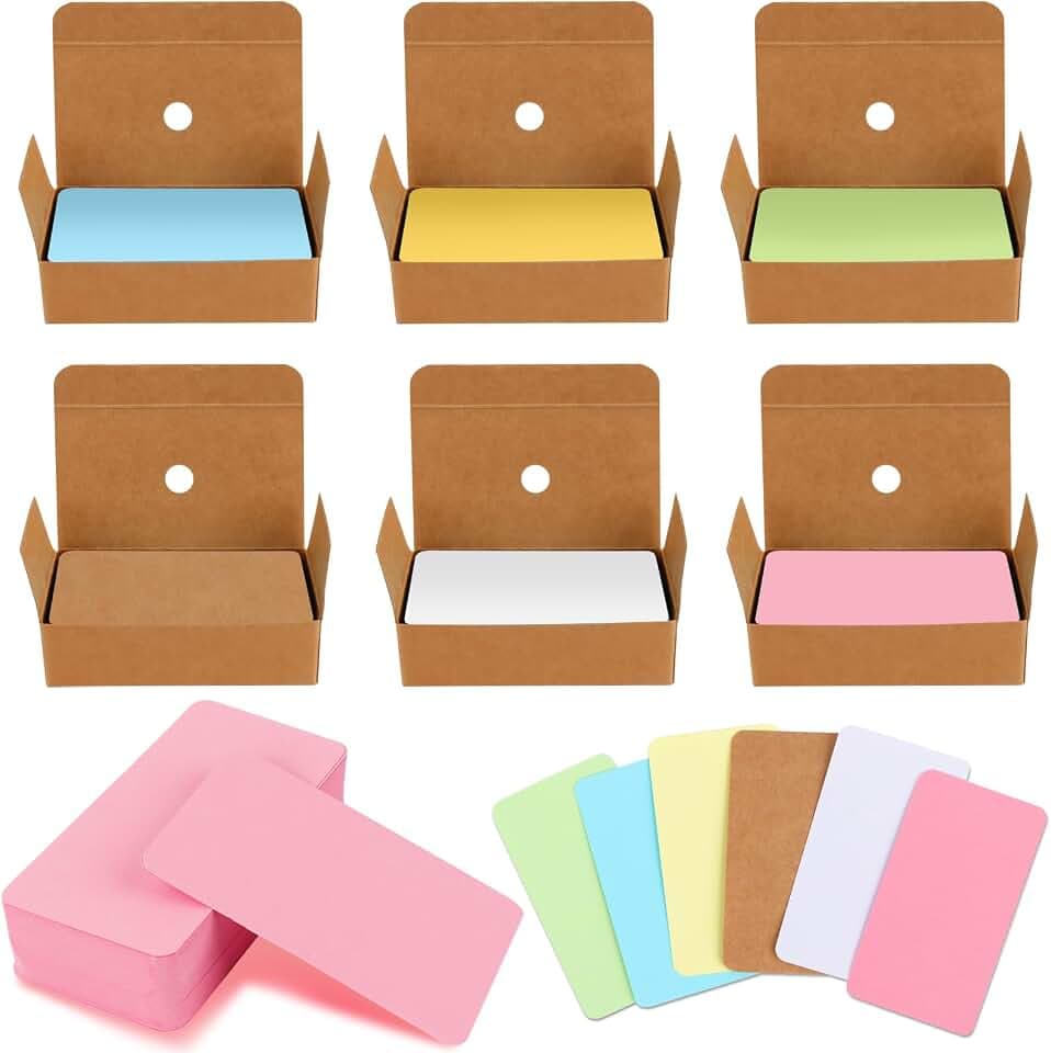 Bunte Papier Karten 600 Stück - 6 Farben Kraftpapier Mitteilungskarte Wortkarte Karteikarten DIY - Lernkarten Leer für Lernen, Graffiti, Gedächtnis