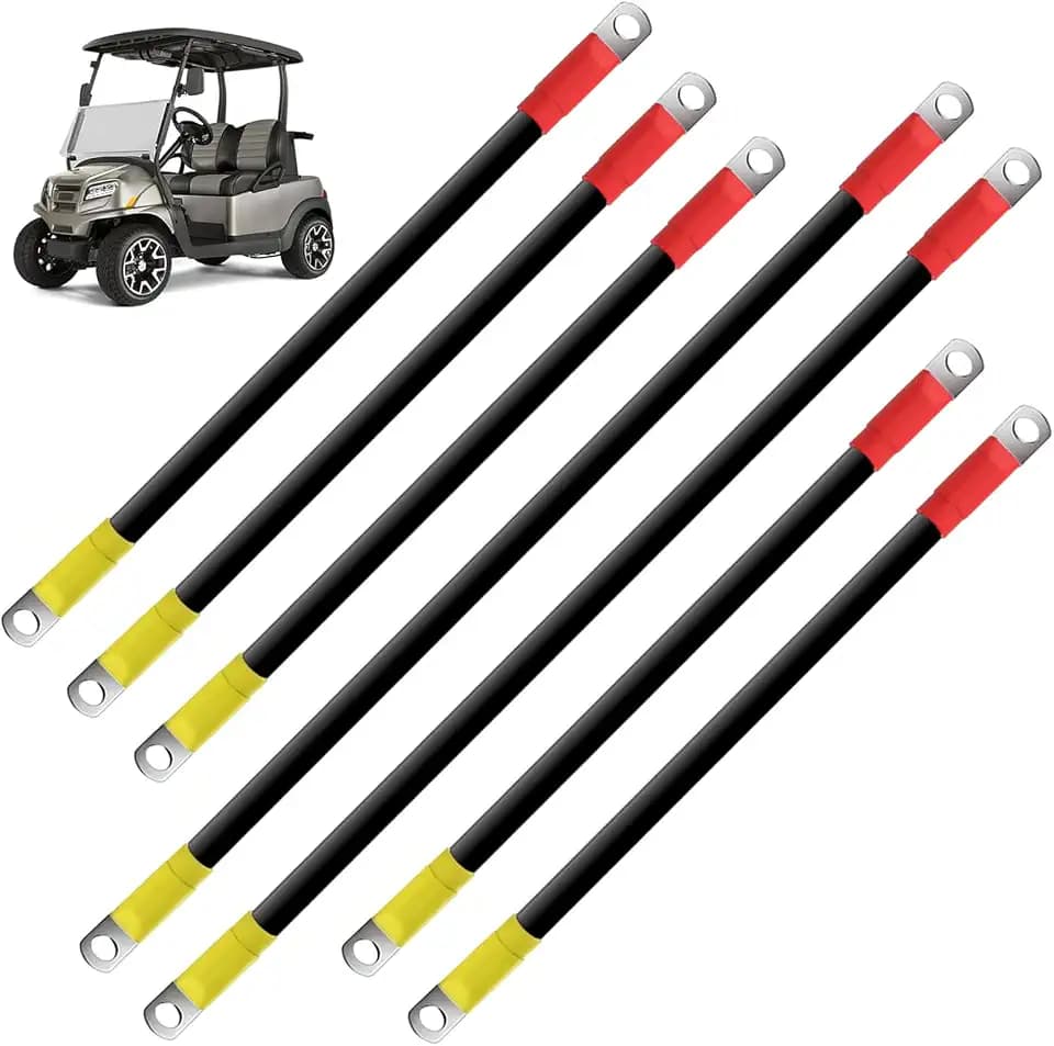 7PCS Golf Cart Battery Cables for EZGO TXT 1994-Up, 36V/48V Heavy-Duty 4 Gauge Pure Copper Wires with Dust Cap, Golf Cart Power Cable Kit
