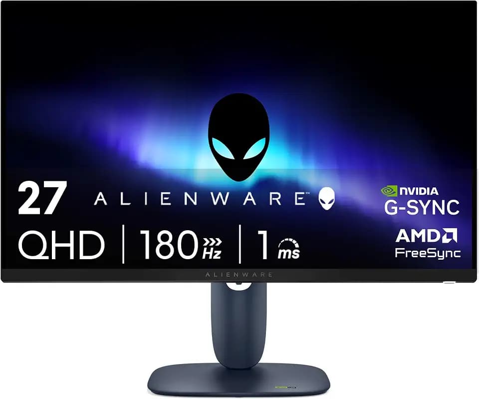 Alienware 27 PC Gaming Monitor – AW2725DM, QHD (2560x1440), 180Hz, Fast IPS, 1ms, Compatible with NVIDIA G-Sync, AMD FreeSync, 95% DCI-P3, HDR400, DisplayPort, 2 HDMI, 3 USB, 3 Year Warranty