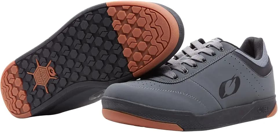 O'NEAL | Mountainbike-Schuhe | MTB Downhill Freeride | Vegan | Ultimatives Gleichgewicht zwischen Grip und Fußpositionierung, atmungsaktiv | Pumps Flat Shoe | Erwachsene | Grau Schwarz
