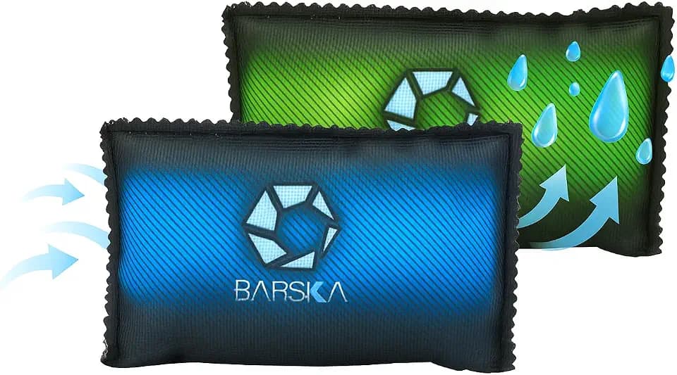 BARSKA 150g Rechargeable Desiccant Dehumidifiers – 2-Pack Reusable Moisture Absorbers for Safes, Closets, Cars, Basements – Microwaveable Silica Gel Humidity Control