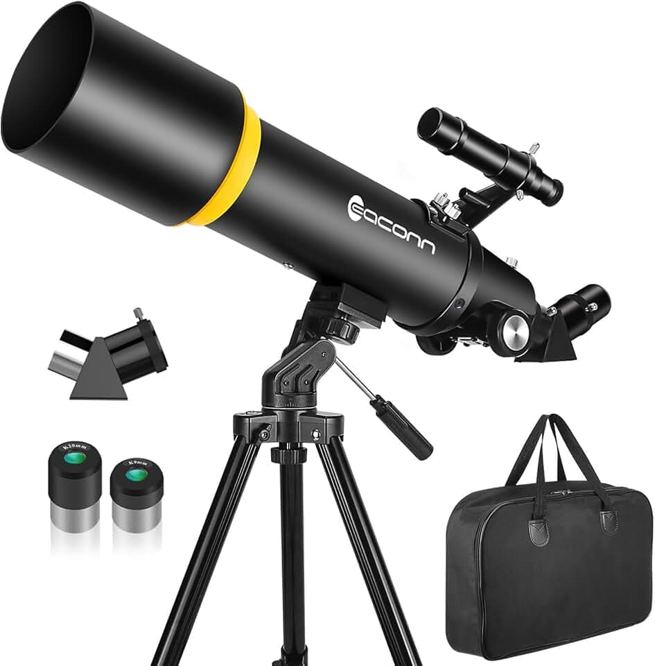 Teleskop für Erwachsene, 90 mm Blende, 600 mm Refraktor-Teleskop für Kinder und Anfänger, Teleskope für Erwachsene, Astronomie mit Handtasche und Handy-Adapter