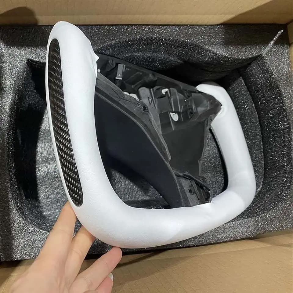 Yoke Steering Wheel with Heated Leather for Tesla Model X/S 2014-2020 Nappa Carbonfiber Ergonomic Racing Luxury Wheels Accessories Easy Install