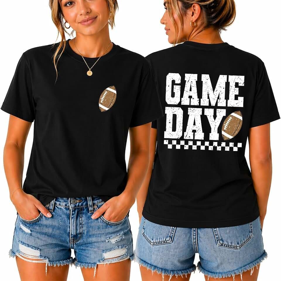 Game Day Football Shirts for Women Football Mom Shirt Graphic Tees