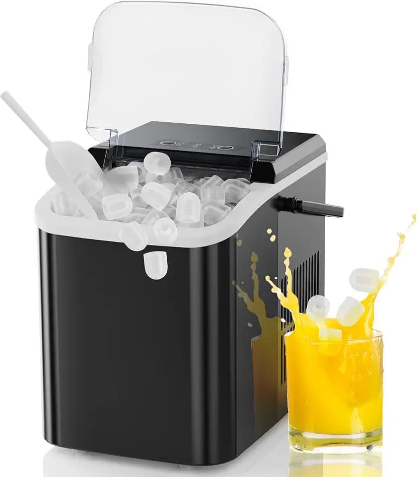 NEWBULIG Countertop Ice Maker Machine with Handle, Portable Ice Maker
