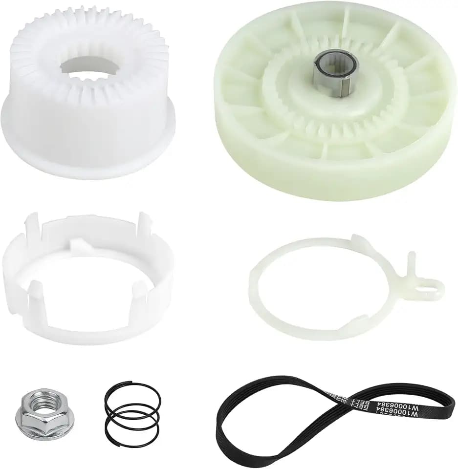 W10721967 Washer Pulley Clutch Kit & W10006384 Drive Belt Compatible with Whirlpool Kenmore Maytag Washer Parts Replaces AP5951296, PS10057144, W10006352, W10006353, W10006356-1 Year Warranty