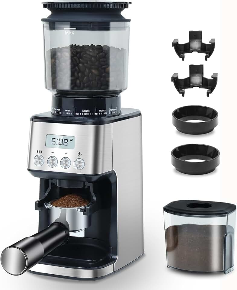 Homtone Elektrisch Kaffeemühle für Siebträger, Kaffeemühle mit 51 Mahlgrade
