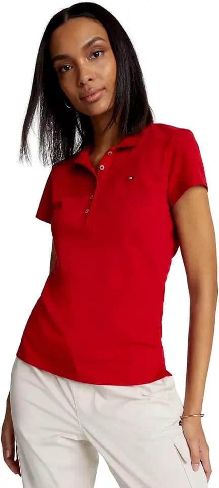 Tommy Hilfiger Women's Solid Short Sleeve Pique Polo Shirt