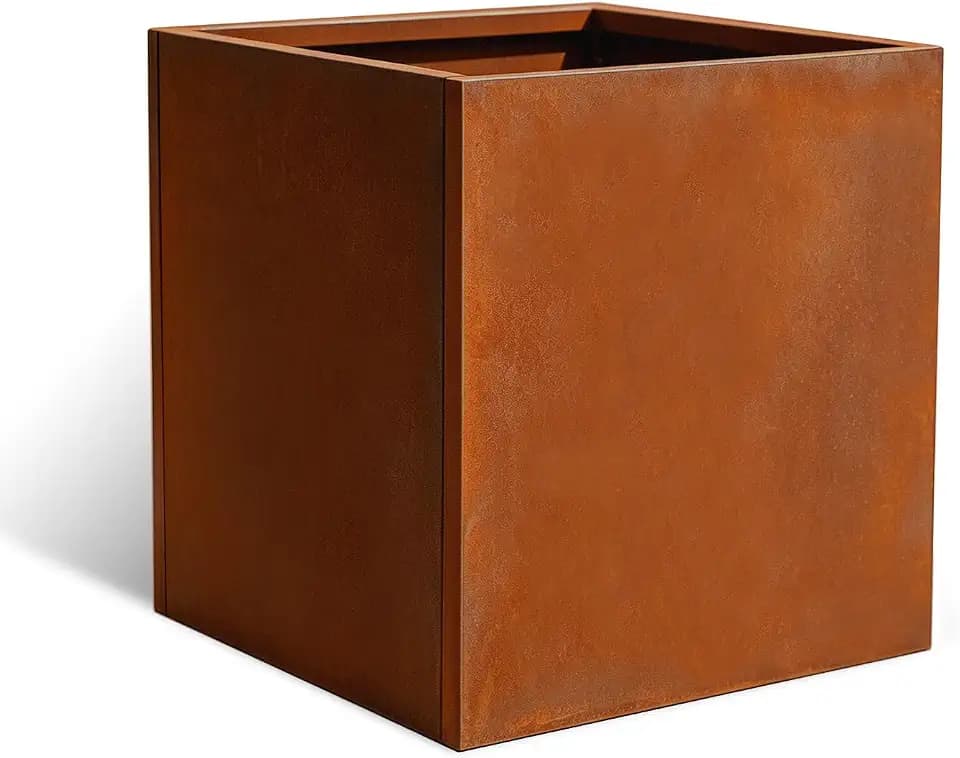 Corten Steel Planter Box 24 Inch, Large Outdoor Planters