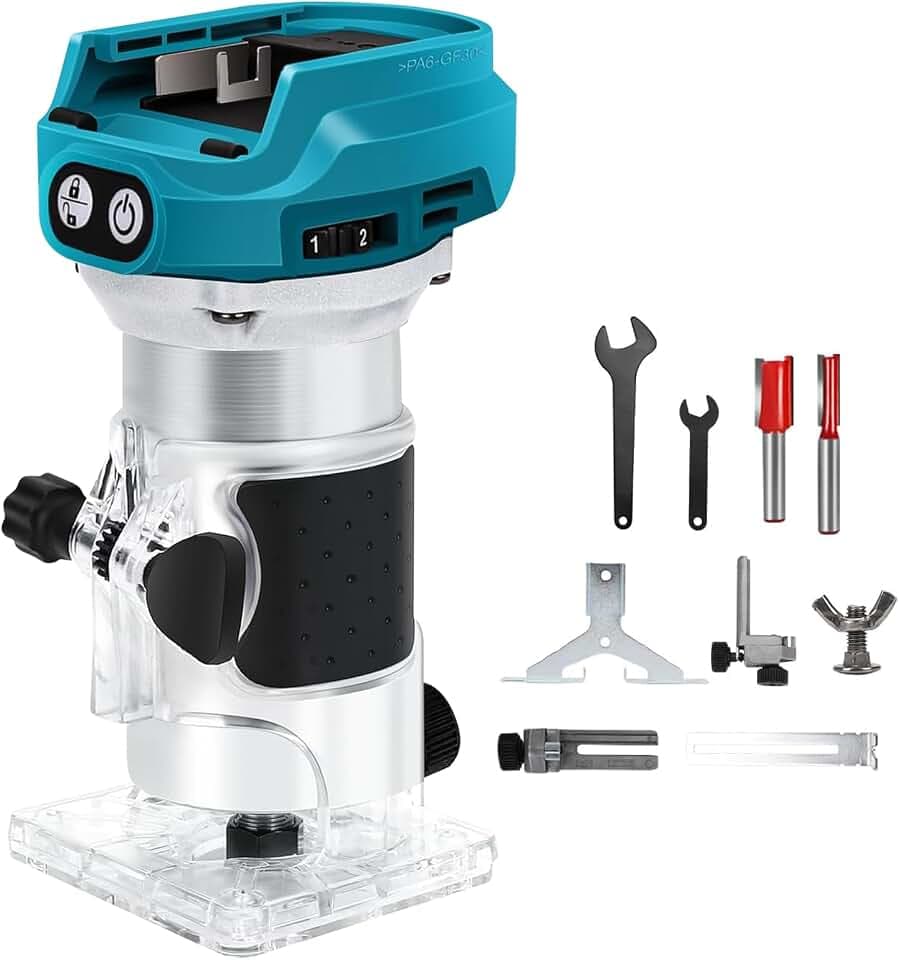 Akku Oberfräse kompatibel mit Makita 18V Akku, 1300W Oberfräse Trimmer