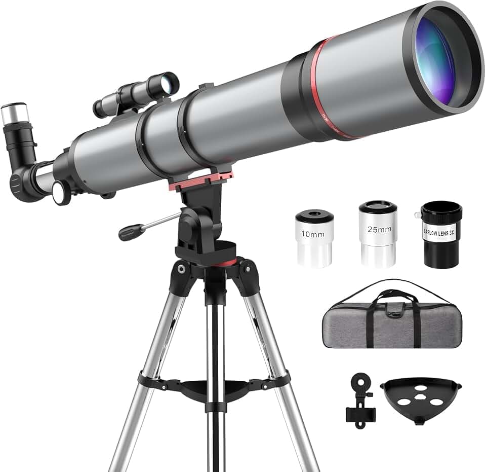 Aurosports Telescope for Adults High Powered - 90mm Aperture 800mm Portable Refractor Telescope for Adults Astronomy Beginners & Kids with Tripod Phone Adapter Carrying Bag
