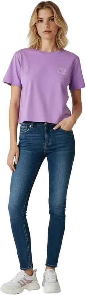 Ivory Ella Womens Cropped Short Sleeve 100% Cotton Tee