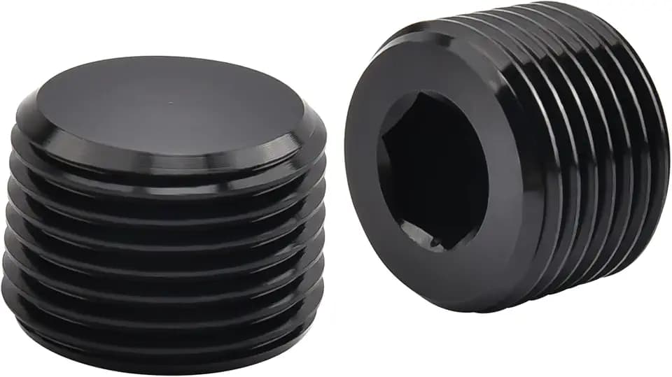 EVIL ENERGY 3/8" NPT Plugs Aluminum Socket Allen Head Black, Pack of 2