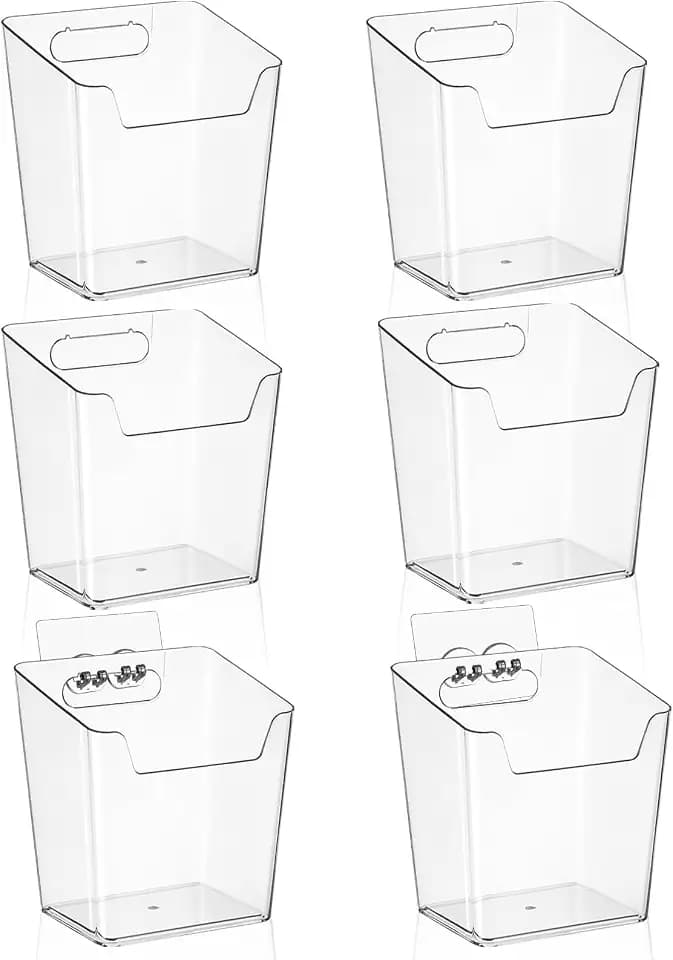6 Pack Cabinet Door Organizer Adhesive, Compact,Clear Wall Storage Bins(L)