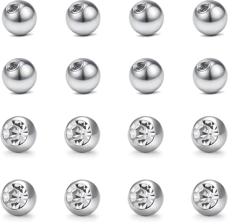 D.Bella Replacement Balls Surgical Steel Piercing Balls for Belly Navel Nipple Tongue Industrial Barbell Nose Septum Lip Eyebrow Ear Rings Body Piercing Jewelry Patrs