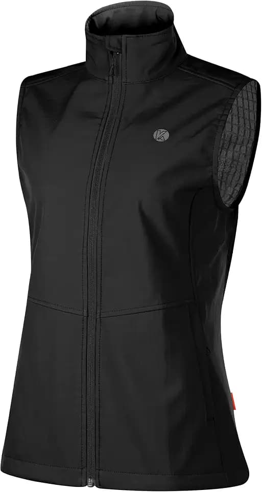 KUTOOK Damen Softshell Weste Leicht Ärmellos 4 Taschen Stehkragen Winddicht Warm Fleeceweste für Laufen Hundesport Golf Wandern Camping HC205