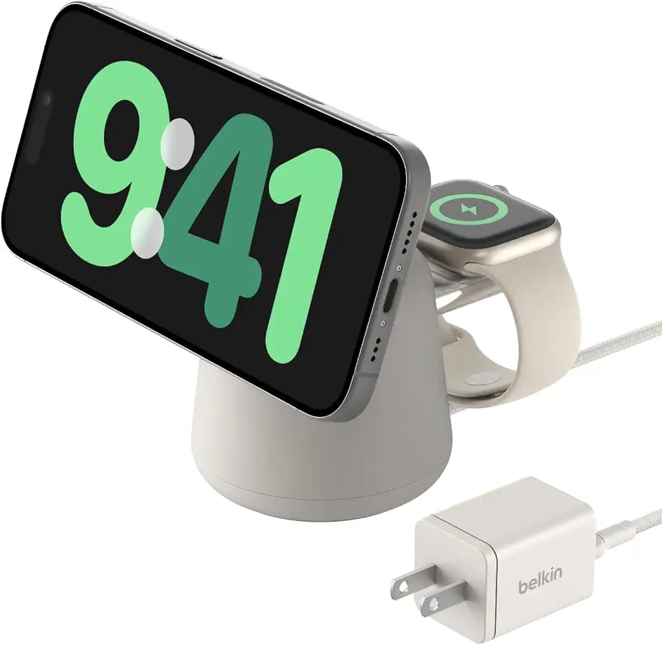 Belkin MagSafe 15W 2 in 1 Wireless Charging Dock, Fast Charger