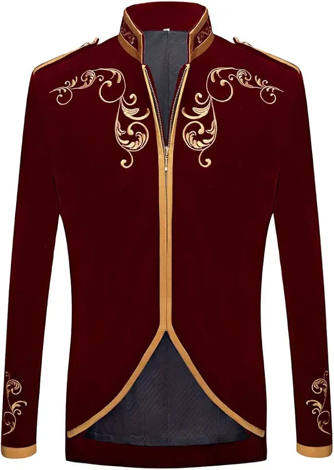 Herren Blazer/Anzugjacke mit goldfarbener Stickerei, Schwarz