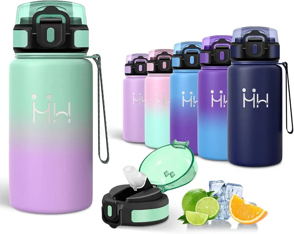 Motswedi Trinkflasche Edelstahl 750ml, mit Strohhalm, Thermosflasche, Warm & Kalt Halten, Trinkflasche Edelstahl, Isolierflasche, Auslaufsicher, für Camping, Büro, Gym, Fahrrad, Aquamarin&Hellviolett