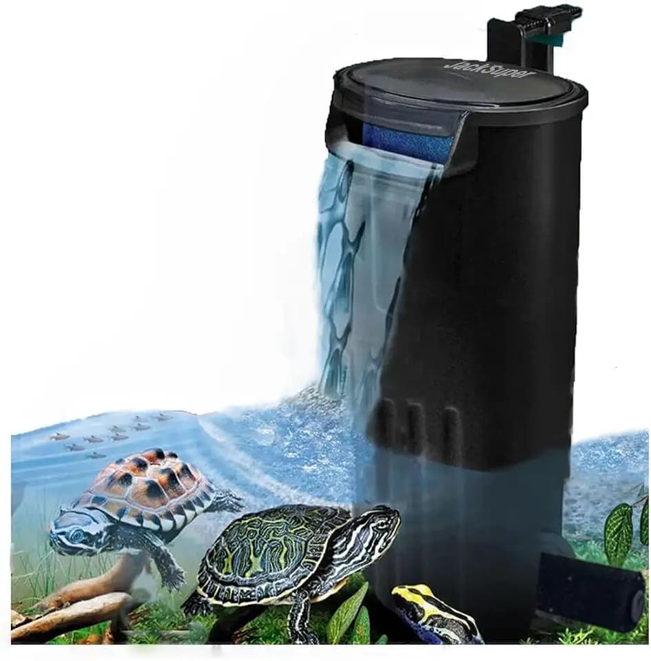 Turtle Tank Filter Aquarium Turtle Filter Internal Filter for 3 to 20 Gallons Small Fish Tank Water Filtering Apparatus Turtle Tank Reptiles Shrimp Amphibian Frog Cichlids Newt(Aquarium filter)