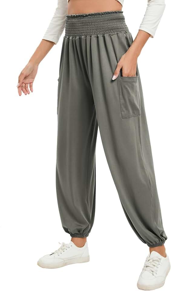 Famulily Damen Yoga-Sweatpants mit Taschen Casual hohe Taille Sport Haremshose Comfy Lounge Pants S-XXL