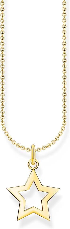 THOMAS SABO Kette mit Stern-Anhänger vergoldet 750 Gelbgold Vergoldung, 925 Sterlingsilber