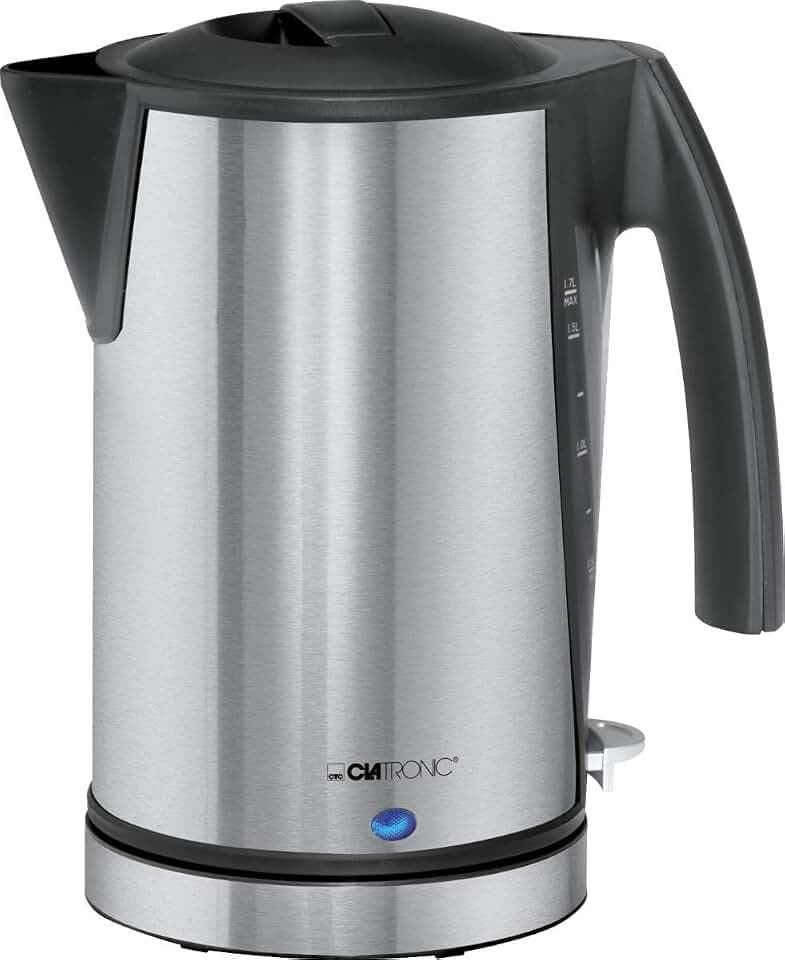 Clatronic Wasserkocher WKS 3288, Edelstahl-Thermogehäuse, bis 1,7 Liter, WKS3288-BK, Schwarz