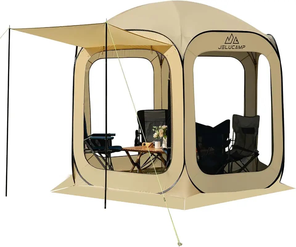 JELUCAMP 10x10 FT Pop Up Screen House Tent - Instant Screened Gazebo Canopy