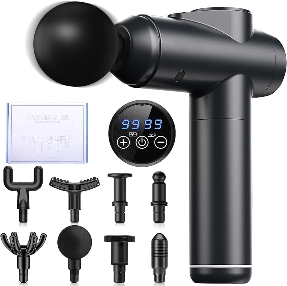 Massagepistole,Active Massagepistole Massage Gun,Muskel-Massagegerät,99 Geschwindigkeiten mit 8 Köpfenmit mit USB C Ladeanschluss zur Muskel Massage Entspannen für Schulter Körper Rücken Entspannung