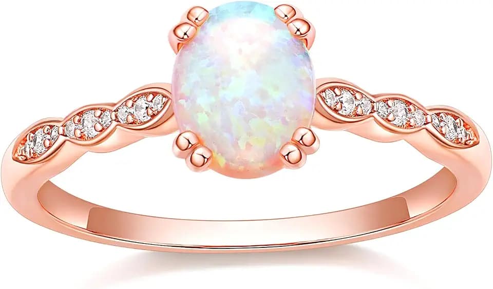 TIGRADE 2CT Engagement Ring for Women Created Lemon Green Fire Oval Opal Wedding Band Halo Promise Ring Size 4-11