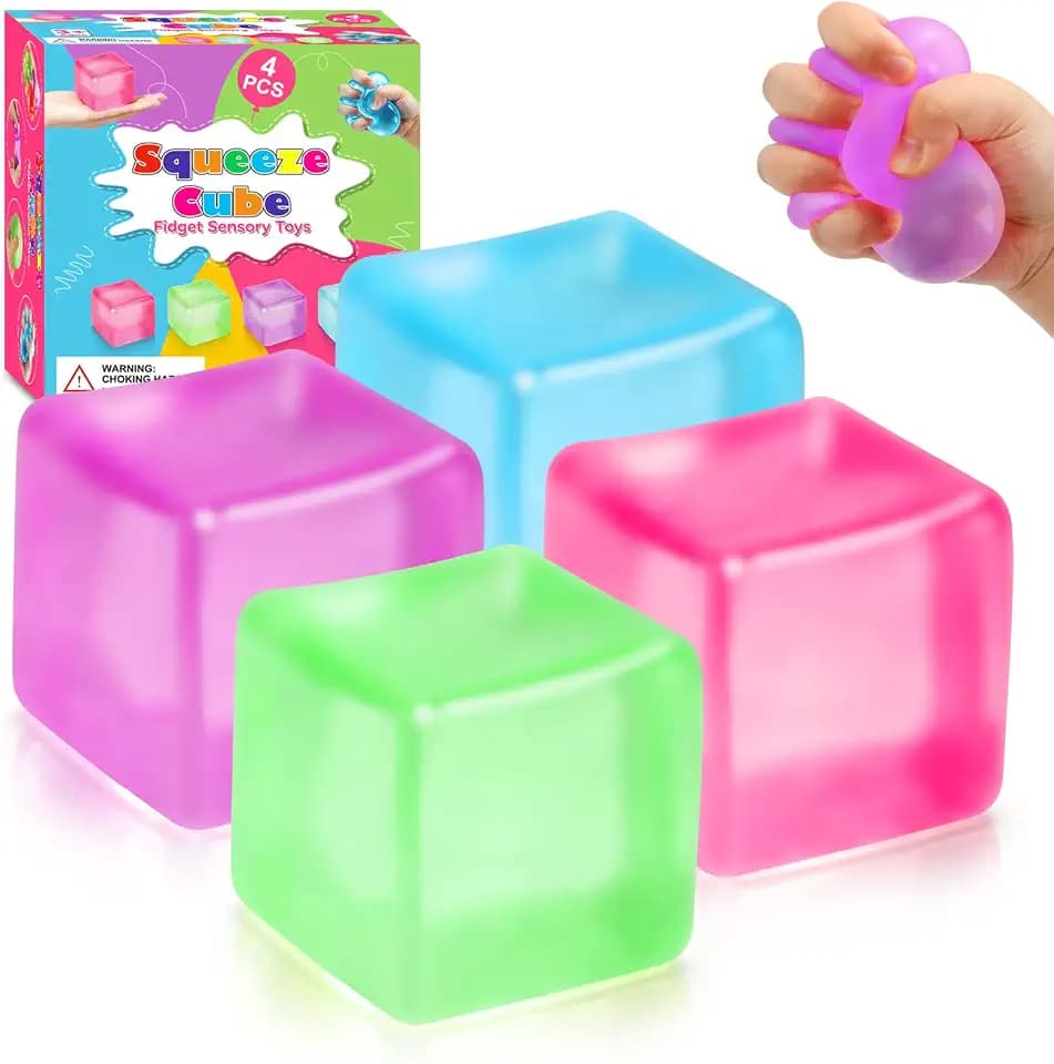 4 Pcs Fidget Toys Stress Cube Slow Rising Squishy Cube Stress Balls Adults
