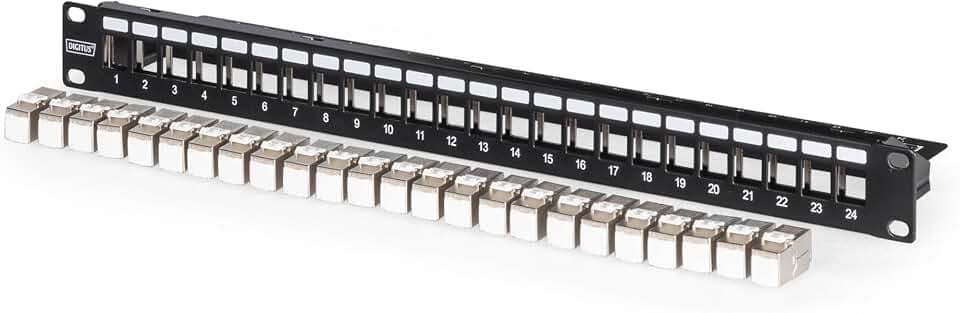 DIGITUS Patchpanel Set – 19 Zoll 1HE – 24x Cat 6A Keystone-Modul DN-93615