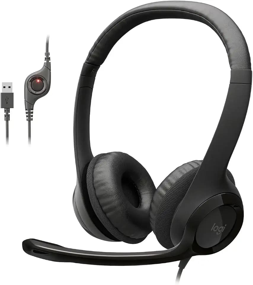 Logitech H390 Wired Headset PC/Laptop Stereo Headphones, USB-A, Black