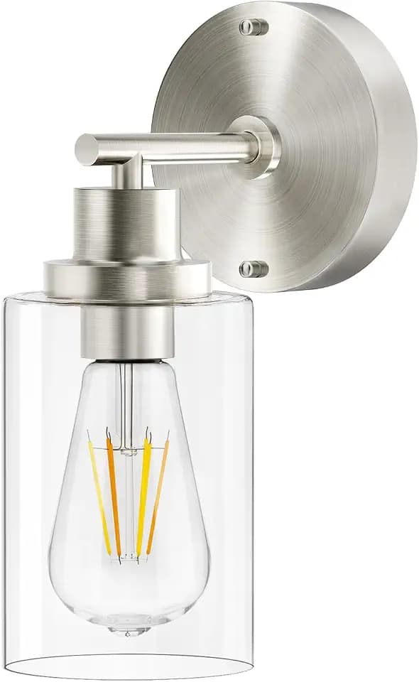 BUTHY Brushed Nickel Wall Light, LED Wall Sconces Indoor Modern Fixtures