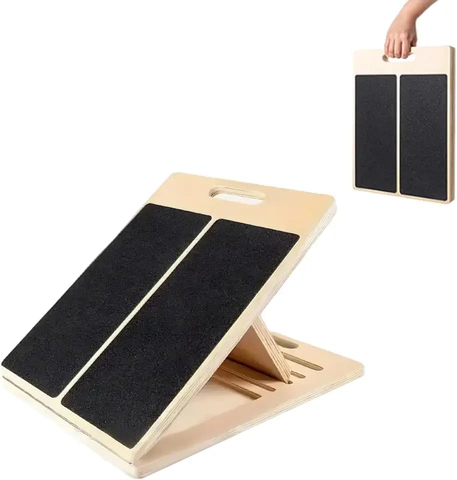 5-stufige Verstellung Balance Board Schrägbrett aus Holz Verstellbares Gleichgewichtstrainer Neigungsbrett Blackboard Fußtrainer Körper Stretch Brett für Wackelbrett Physiotherapie