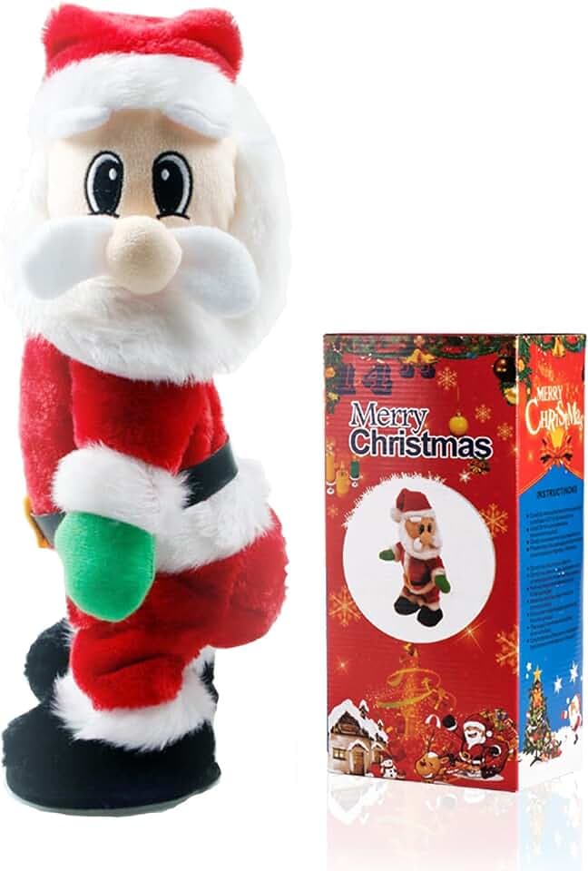 Gfilay Twerkender Weihnachtsmann, 34 Zentimeter Weihnachtsmann Puppe, animiertes Weihnachtsspielzeug, singt auf Spanisch, Weihnachtsspielzeug für Kinder.