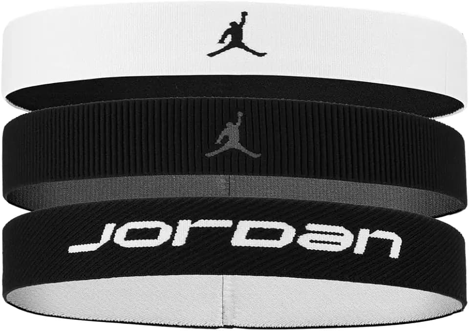 Nike Herren Jordan Elastic Sport Wide Headbands 3er Pack – Breite Sport Stirnbänder für Training, Fitness & Basketball, Black/White/Black, One Size