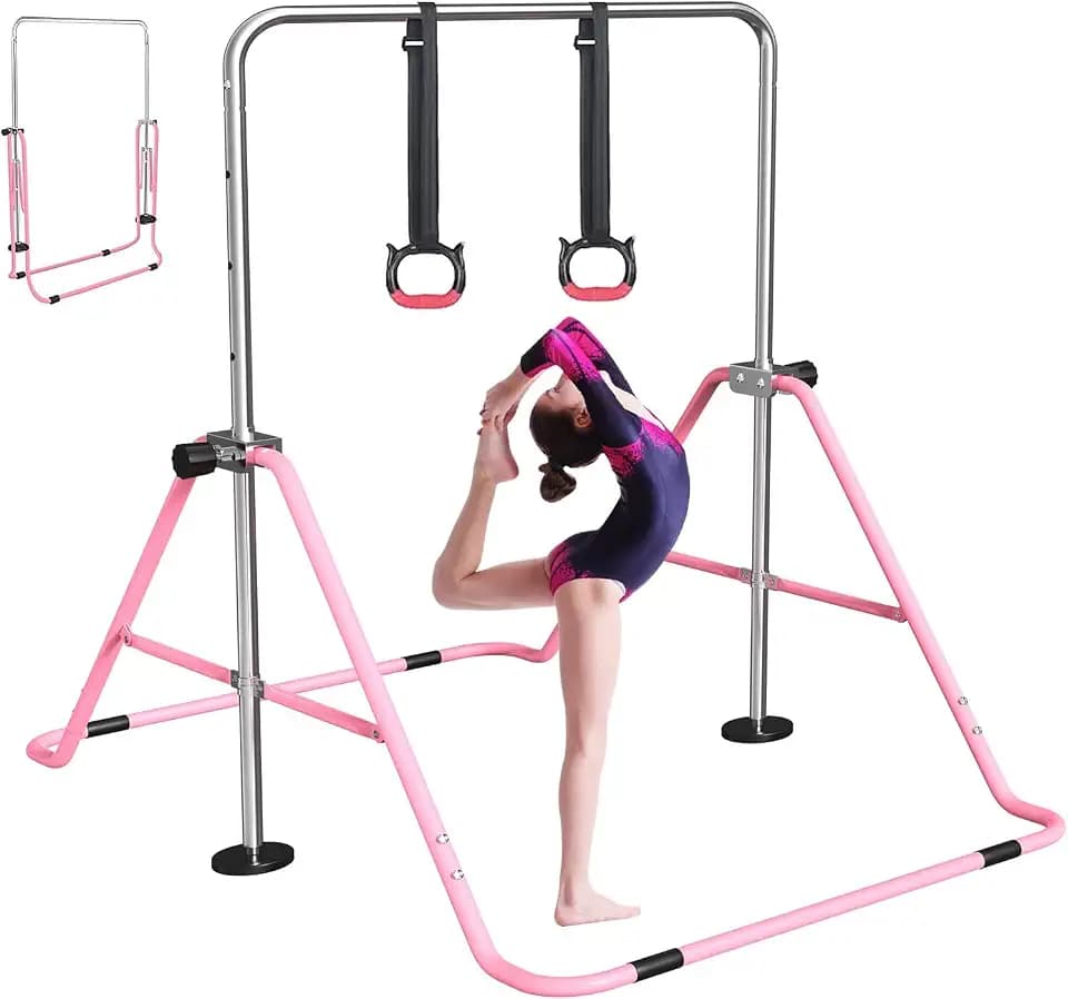 FBSPORT Gymnastics Bar for Kids Adjustable Height Gymnastic Horizontal Bar