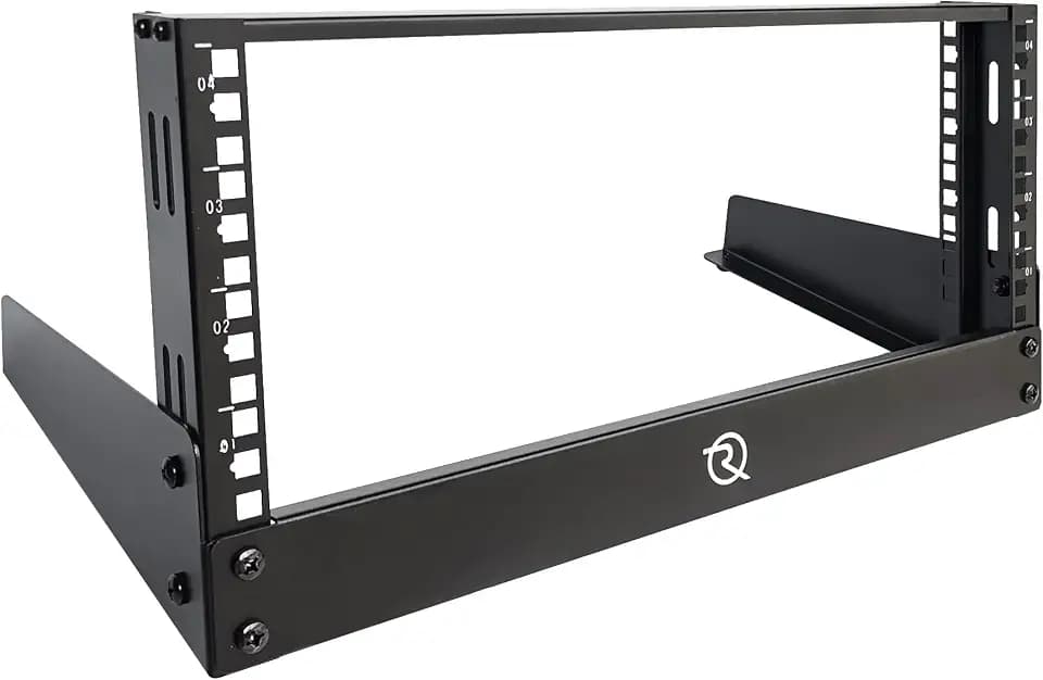 RIVECO 4U Network Rack Desktop 19 Inch 2 Post Open Frame Shelf with Reinforced Beam, Free Standing Tabletop Racks for IT Server Sound AV Equipment