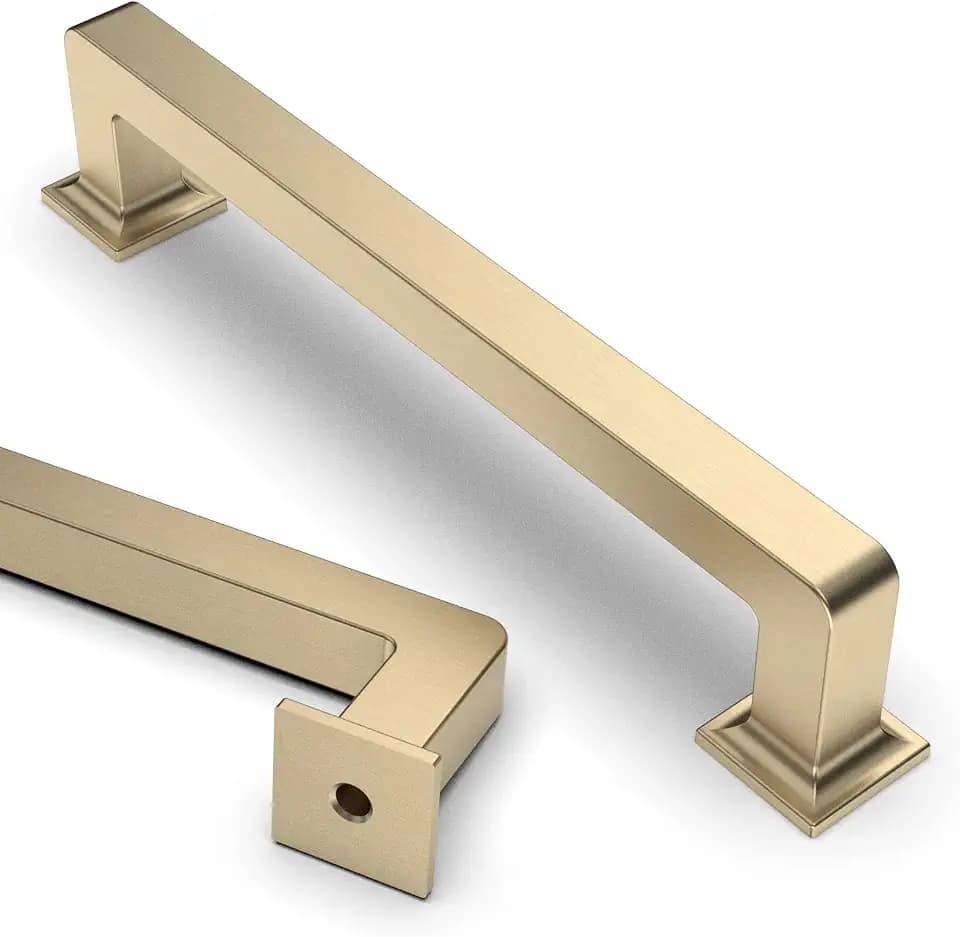 Asidrama 6 Pack 5 inch Brushed Brass Kitchen Cabinet Handles