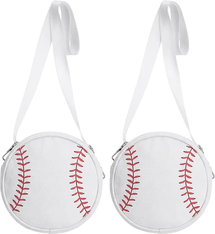 2 Pack Baseball Mom Gifts Purses Women Crossbody Bags Canvas Round Shoulder Adjustable Strap Baseball Essentials for Team Mom Birthday Gifts Mother Wife Sports Lovers Daily Use