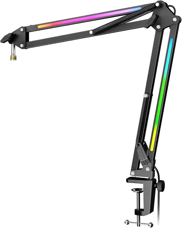 FIFINE AmpliGame BM38 Metal Microphone Boom Arm Stand with RGB for Gaming