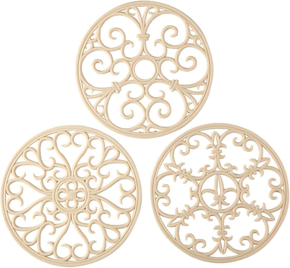 Silicone Trivet Mat - Non-Slip & Heat Resistant Kitchen Hot Pads for Countertops & Table - Kitchen Trivets for Hot Dishes & Cookware - Hot Pot Holder for Pots & Pans - Beige,Set of 3