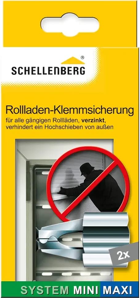 Schellenberg 16003 Klemmsicherung für Rolläden 1er-Pack (2 Stück), Einbruchshemmende Rolladen-Sicherung
