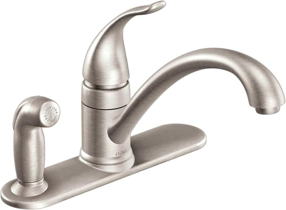 Moen CA87484SRS Single Handle Low Arc Kitchen Faucet with Side Spray from the Torrance Collection, Spot Resist Stainless