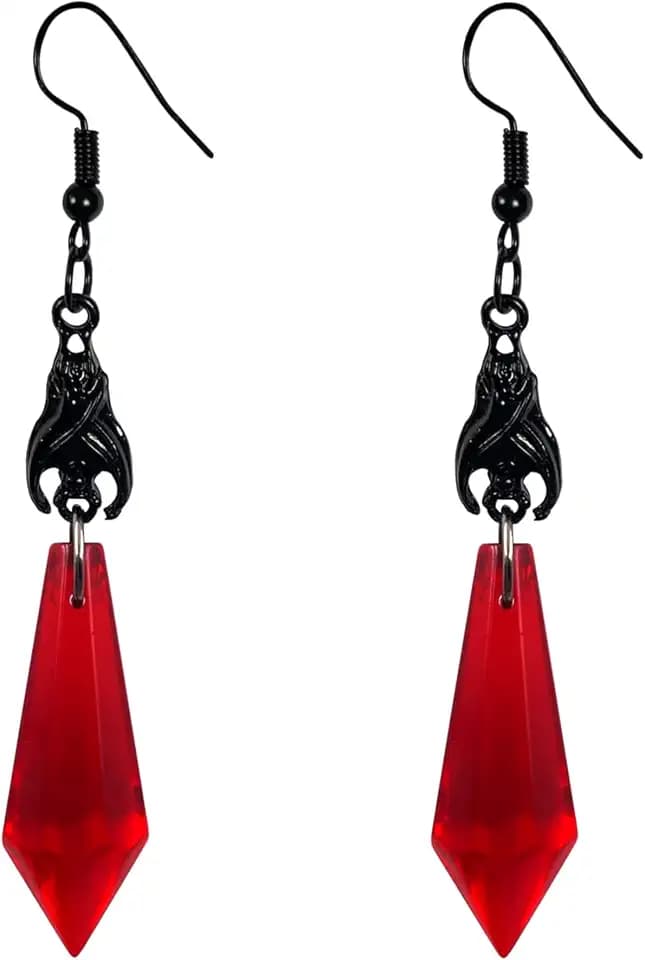 spider bat earrings women, red black rhinestone halloween jewelry