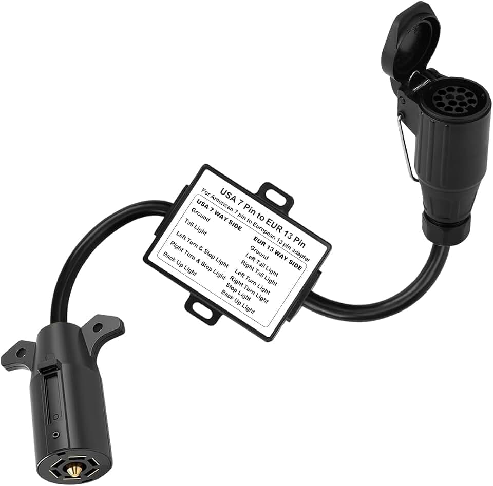 US to EU Trailer Light Converter,7 Way to 13 Way Trailer Plug Adapter