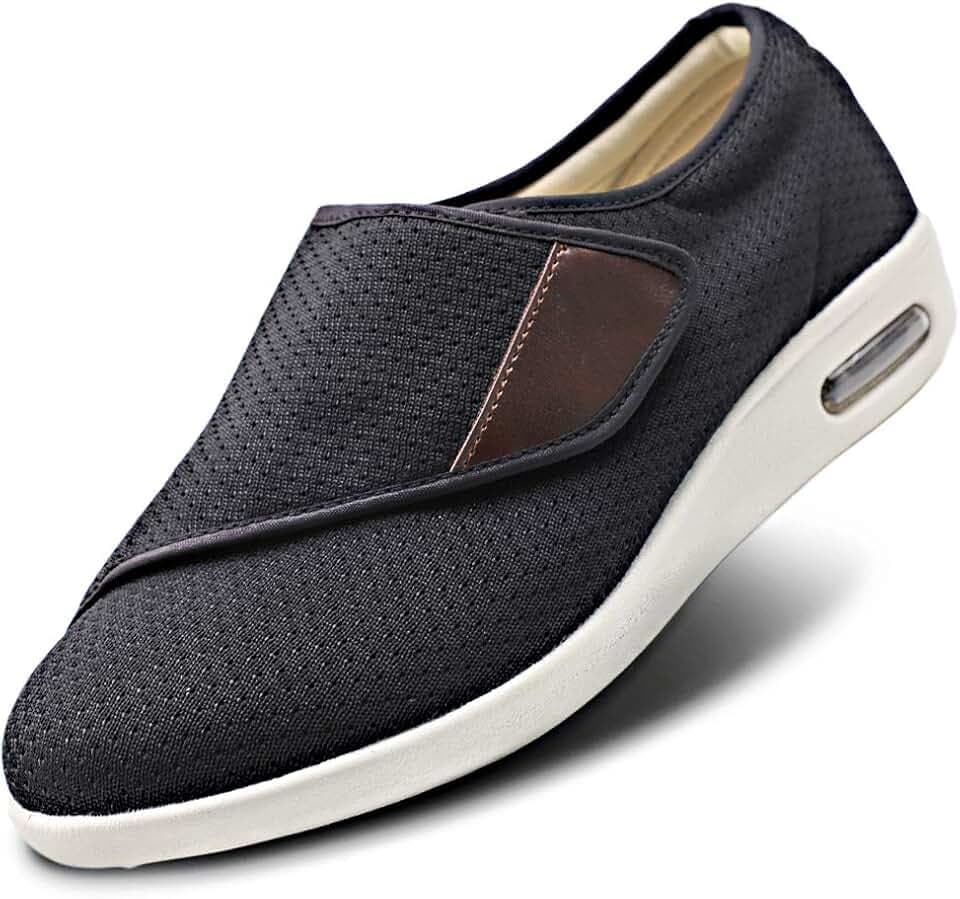 Women's Walking Shoes with Arch Support, Diabetic Shoes Adjustable Closure, Extra Wide Widths Orthopedic Walking Sneakers Diabetic Bunions for Extra Cushioning and Pain Relief Black
