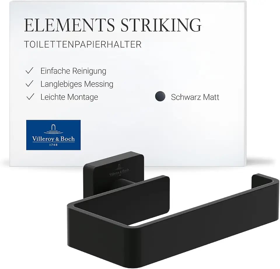 Villeroy & Boch Elements Striking Toilettenpapierhalter, eckig – Schwarz