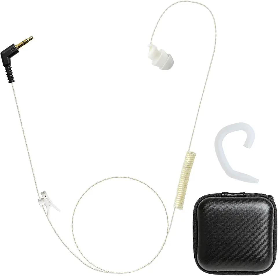 WODASEN 3.5mm Tubeless Listen Only Earpiece for Police, Law Enforcement & Security- FBI Style Covert Surveillance Ear piece with HD High Definition Microsound, Noise Reduction, Thin Lightweight Design
